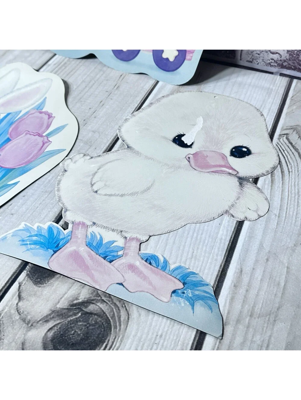 Vintage Lot of 3 Amscan Die-cut Easter Cutouts 16” Chick Bunny Eggs Spring 1983
